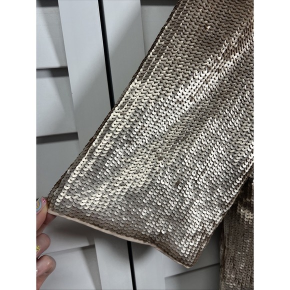 J. Crew Gold Sequin Blouse with Black Bow - Picture 6 of 12